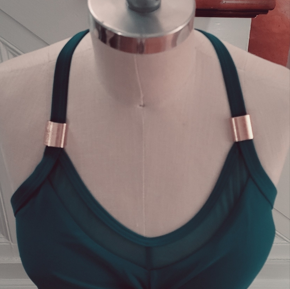 BLOOMING JELLY Crisscoss Back Bikini Top Size Medium Teal Turquoise - Picture 6 of 9